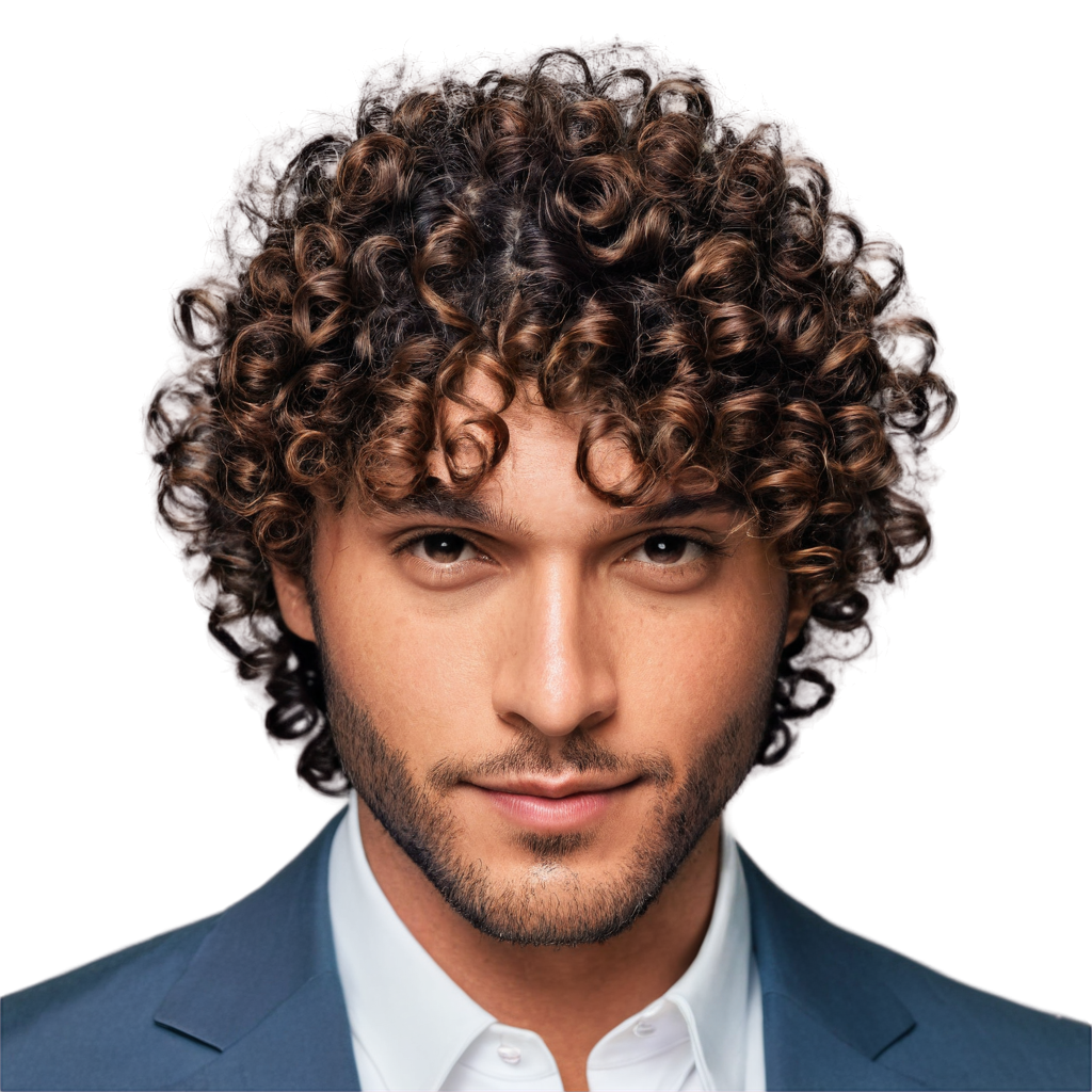 image of a man with curly hair with background removed